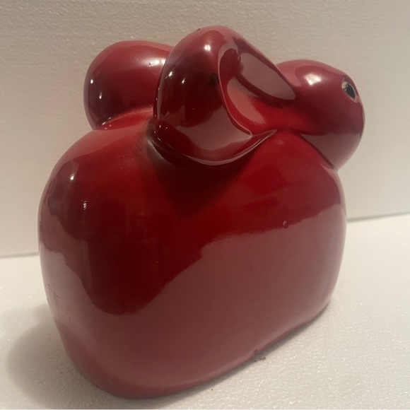 Red Ceramic Rabbit Figurine - Picture 4 of 8